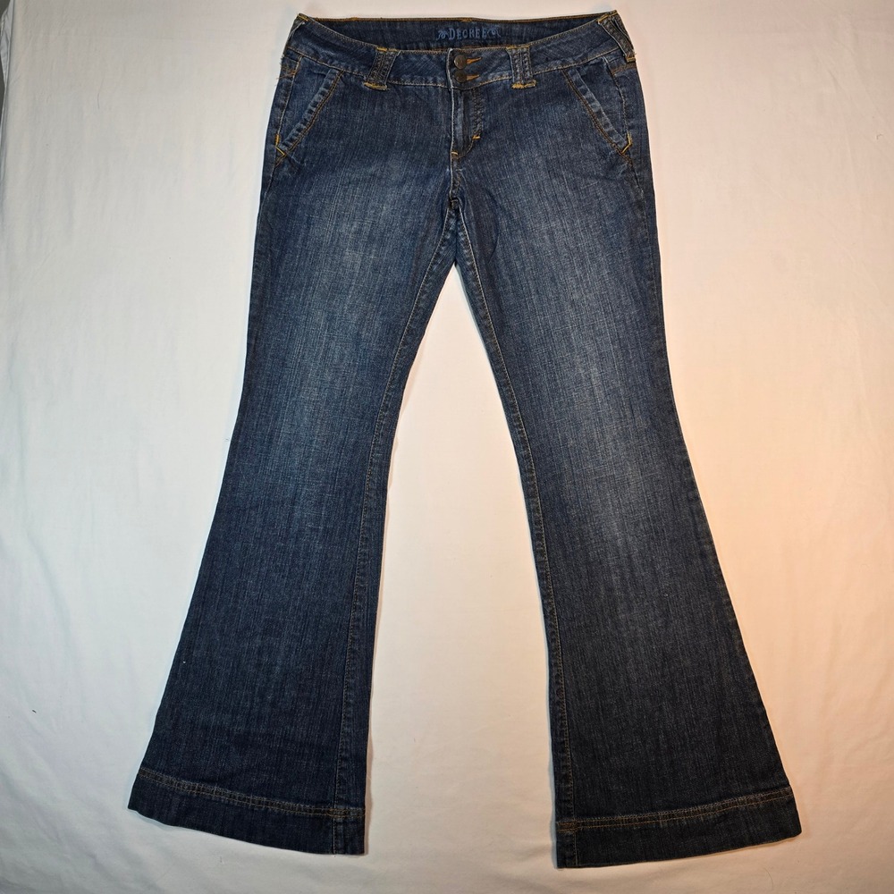 Vtg Decree Womens Low Rise Flare Jeans Medium Wash Denim Blue Size 9 664-8627